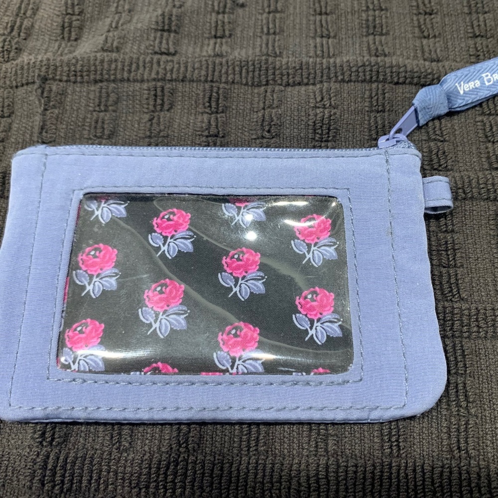 Vera Bradley Zip ID Case Wallet/Coin Purse Rustic Blue NEW
